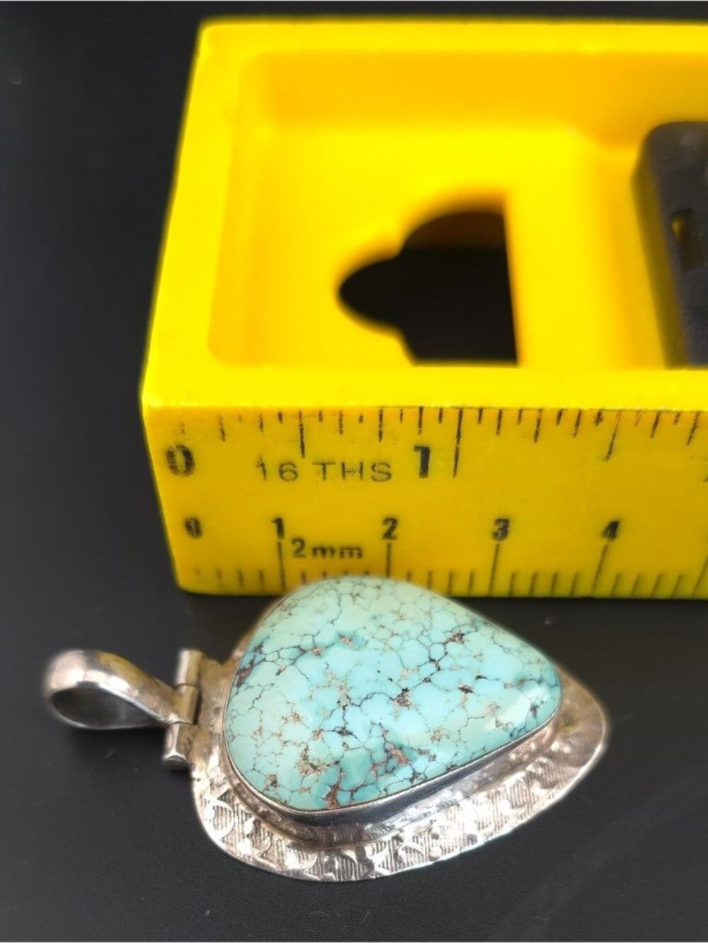 Vintage Natural Turquoise Pendant Sterling Silver 925 Boho Teardrop Handcrafted - Picture 11 of 11